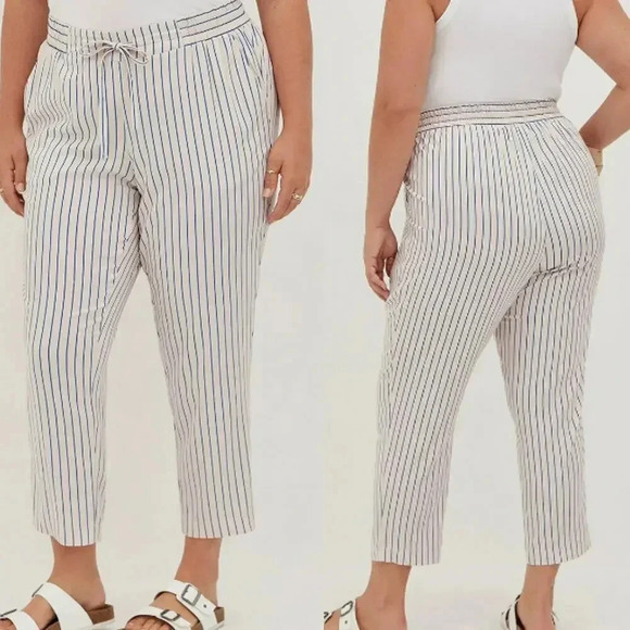 Torrid New Tapered Lightweight Lounge Pants Stretchy 2X Blue White Stripes - Picture 1 of 16